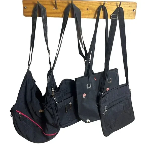 Nylon Bags Bundle Black 4 Practical Styles Gorpcore Durable Unisex Womens Lot - Picture 1 of 11